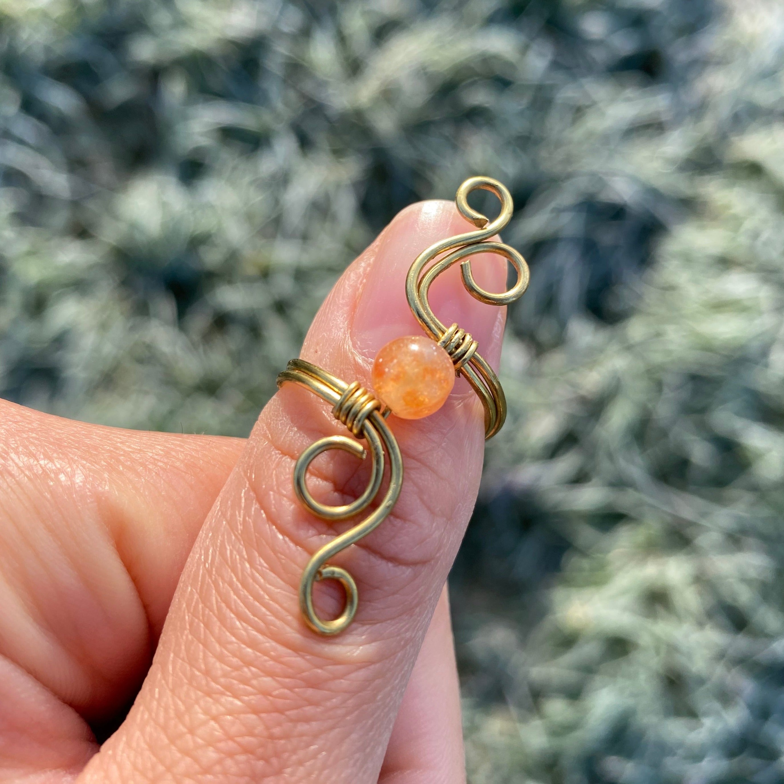 Orange Sunstone "Ethereal" Wire Ring
