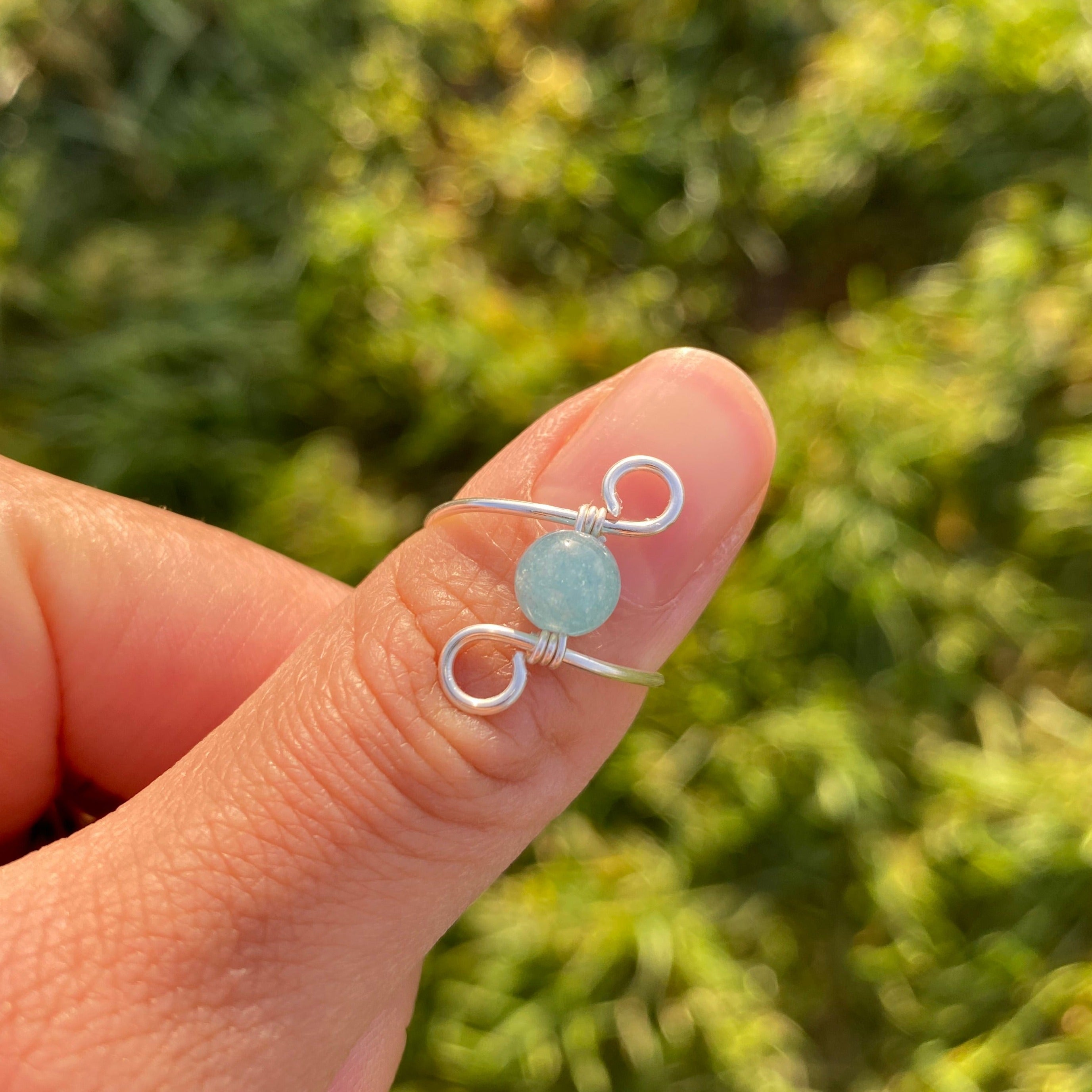 Aquamarine “Infinity” Wire Ring