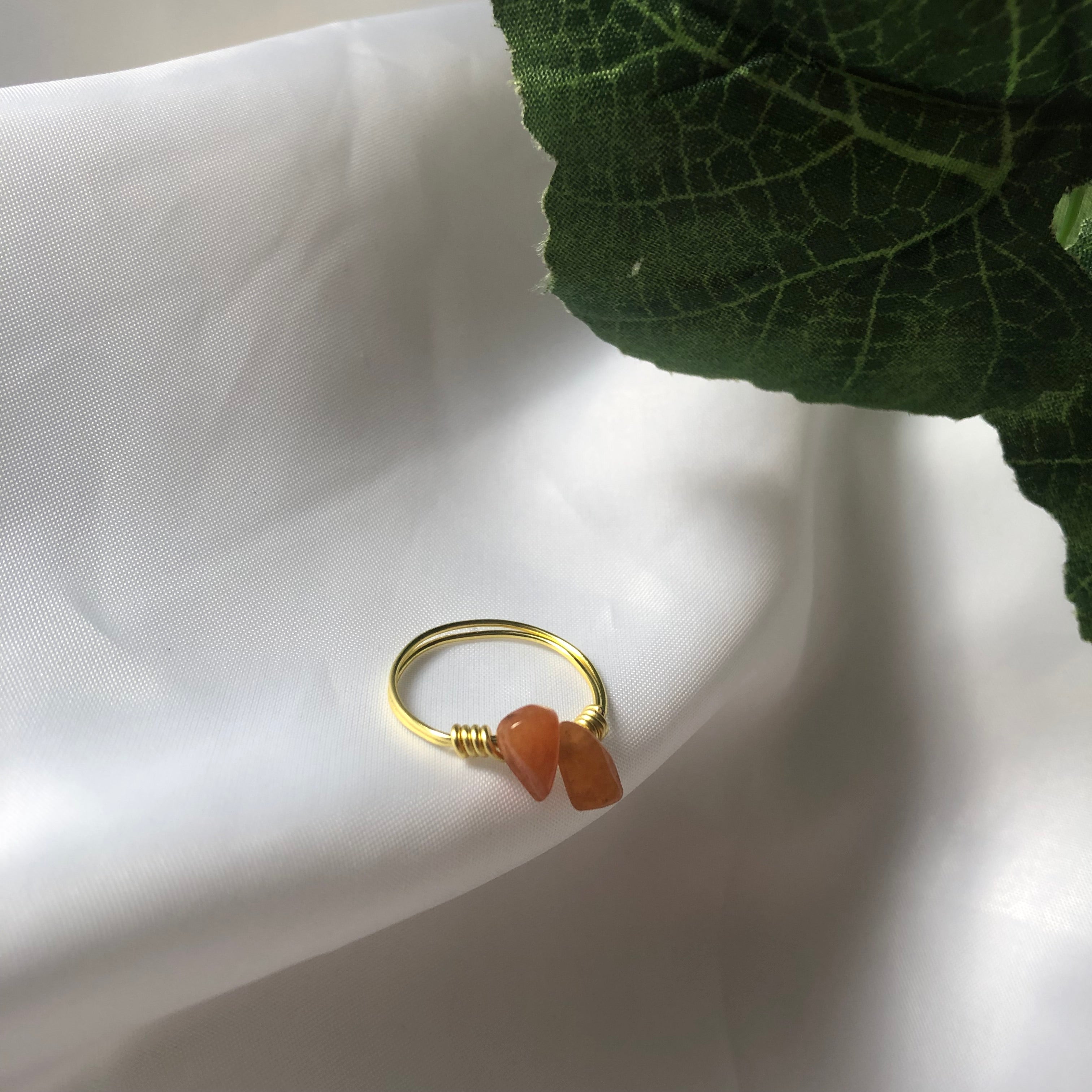 Red Aventurine Minimal Crystal Ring