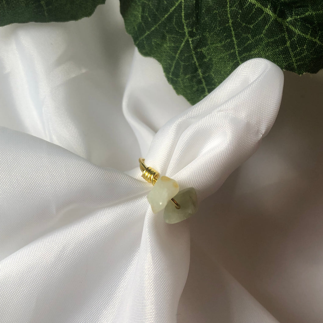 Olive Jade Minimal Crystal Ring