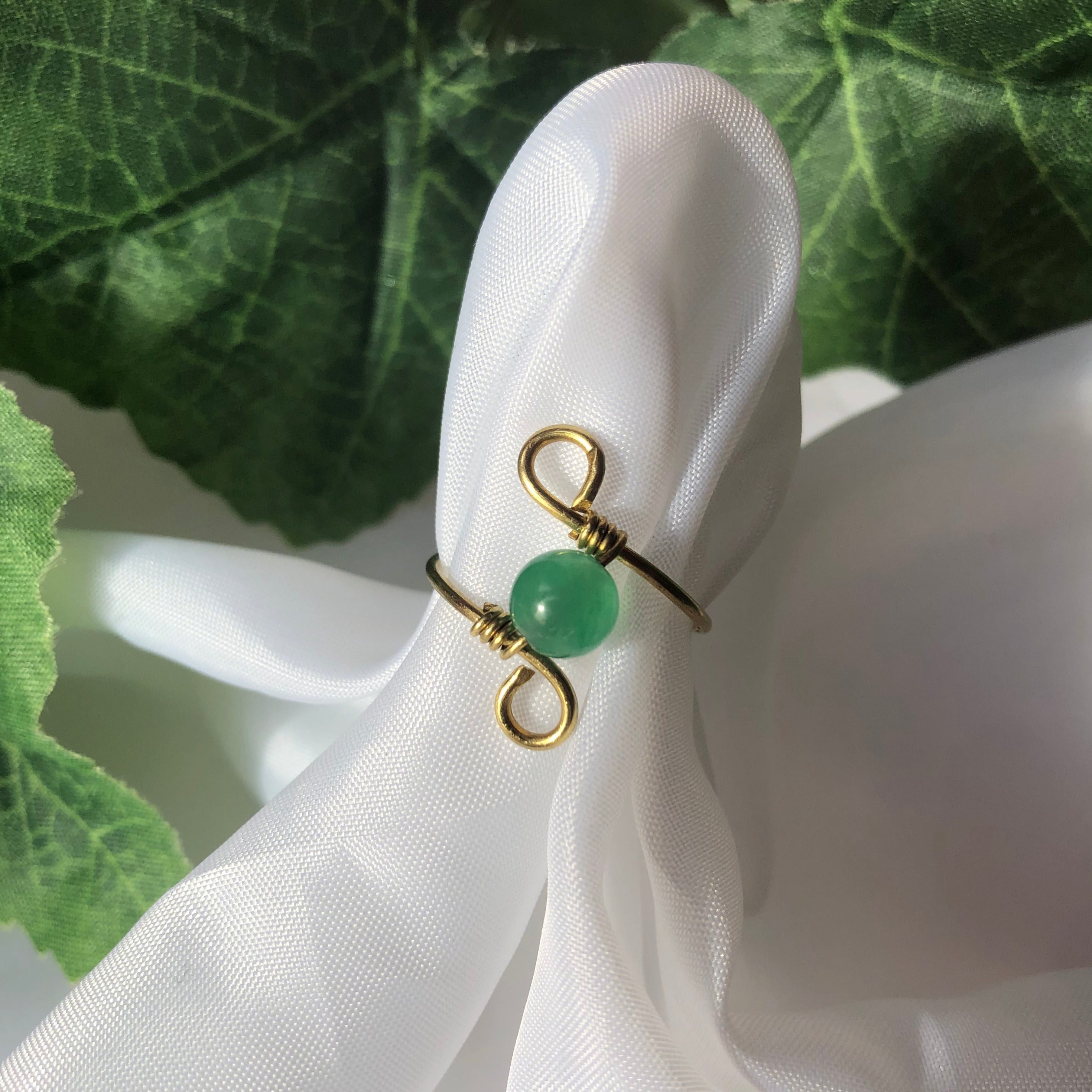 Green Aventurine “Infinity” Wire Ring
