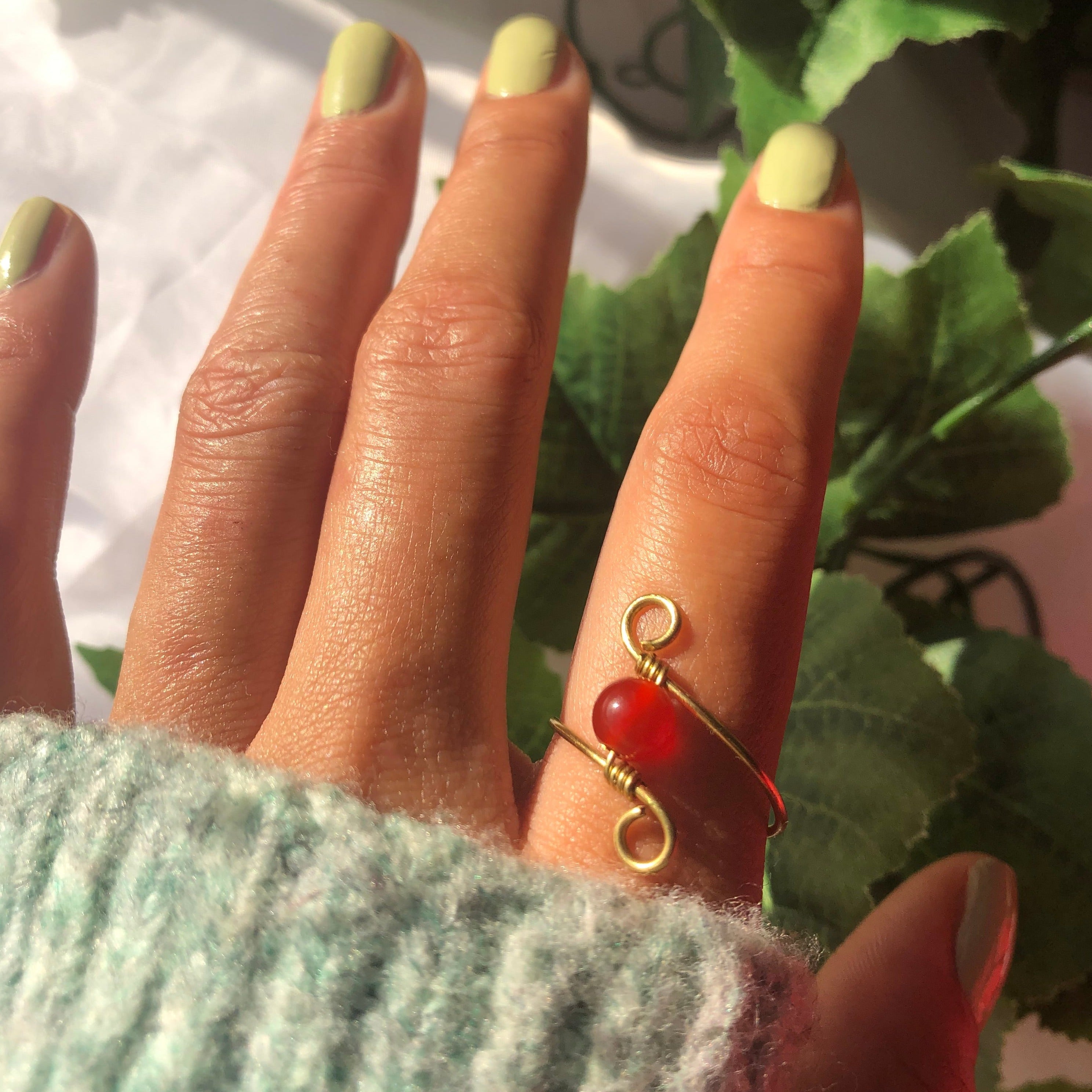 Red Agate “Infinity” Wire Ring