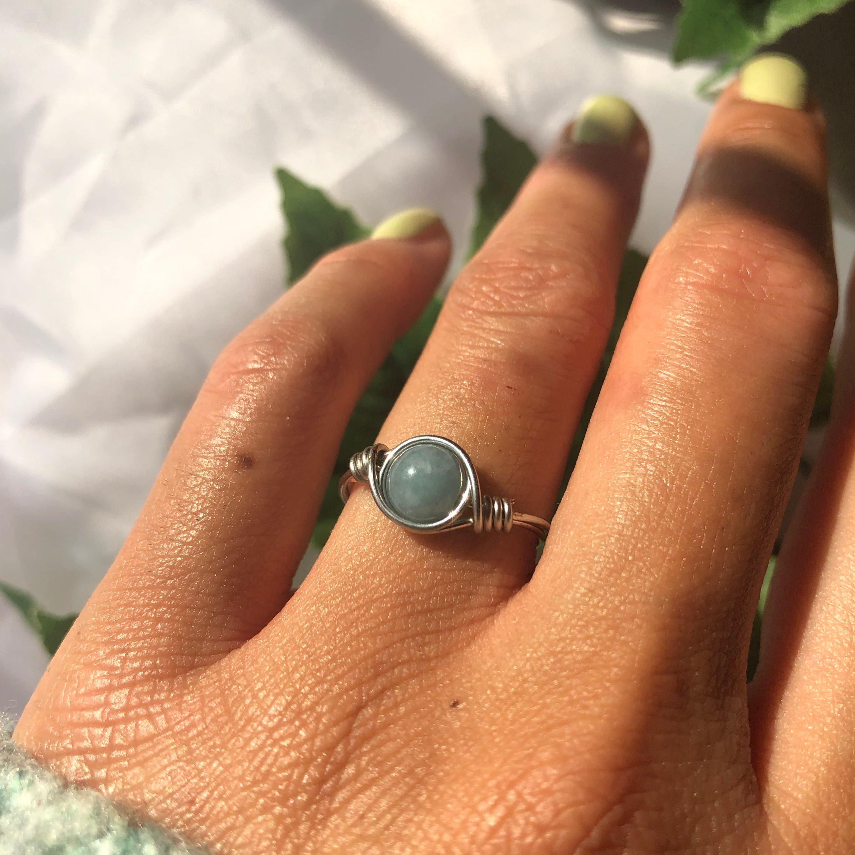 Aquamarine "Divine" Wire Ring