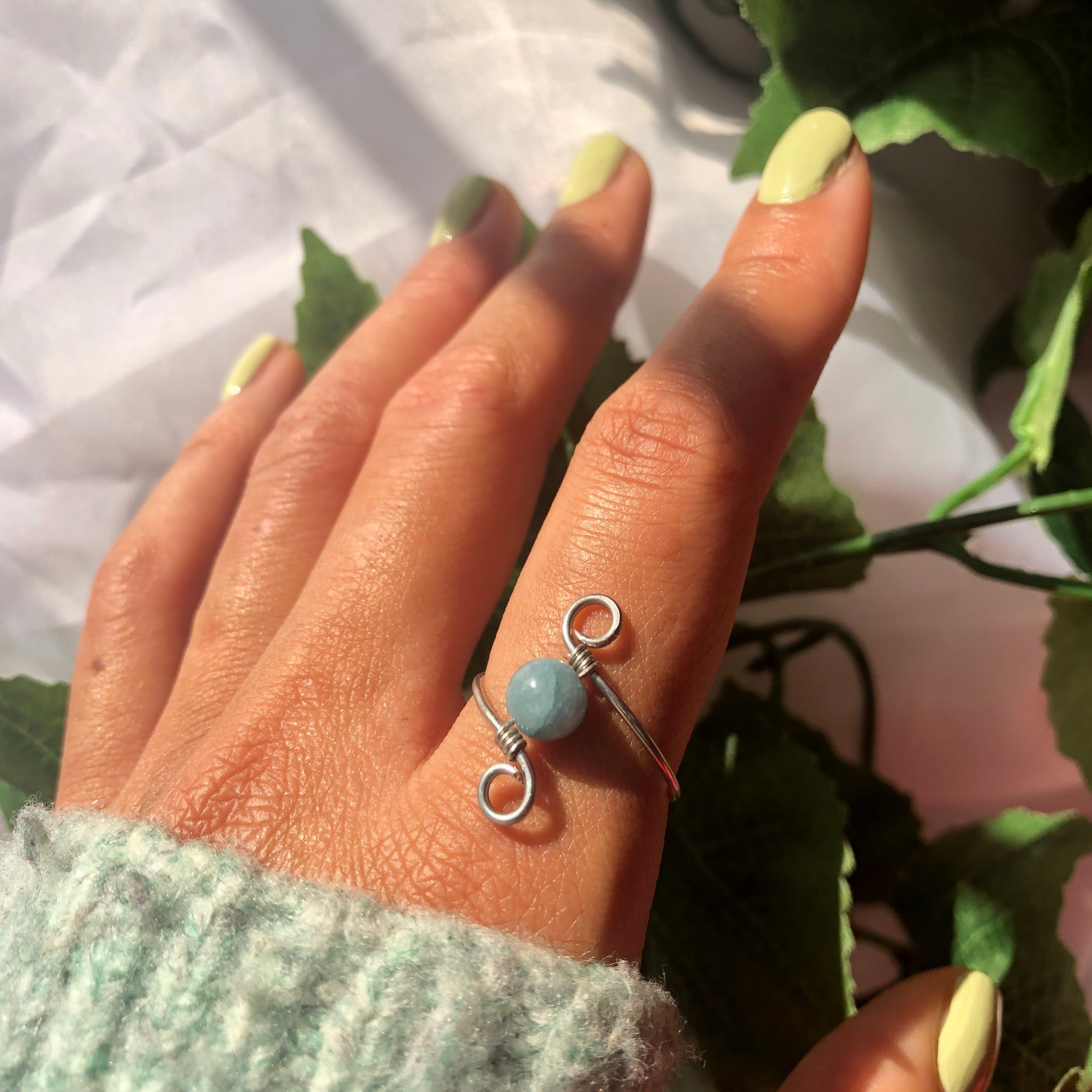 Aquamarine “Infinity” Wire Ring