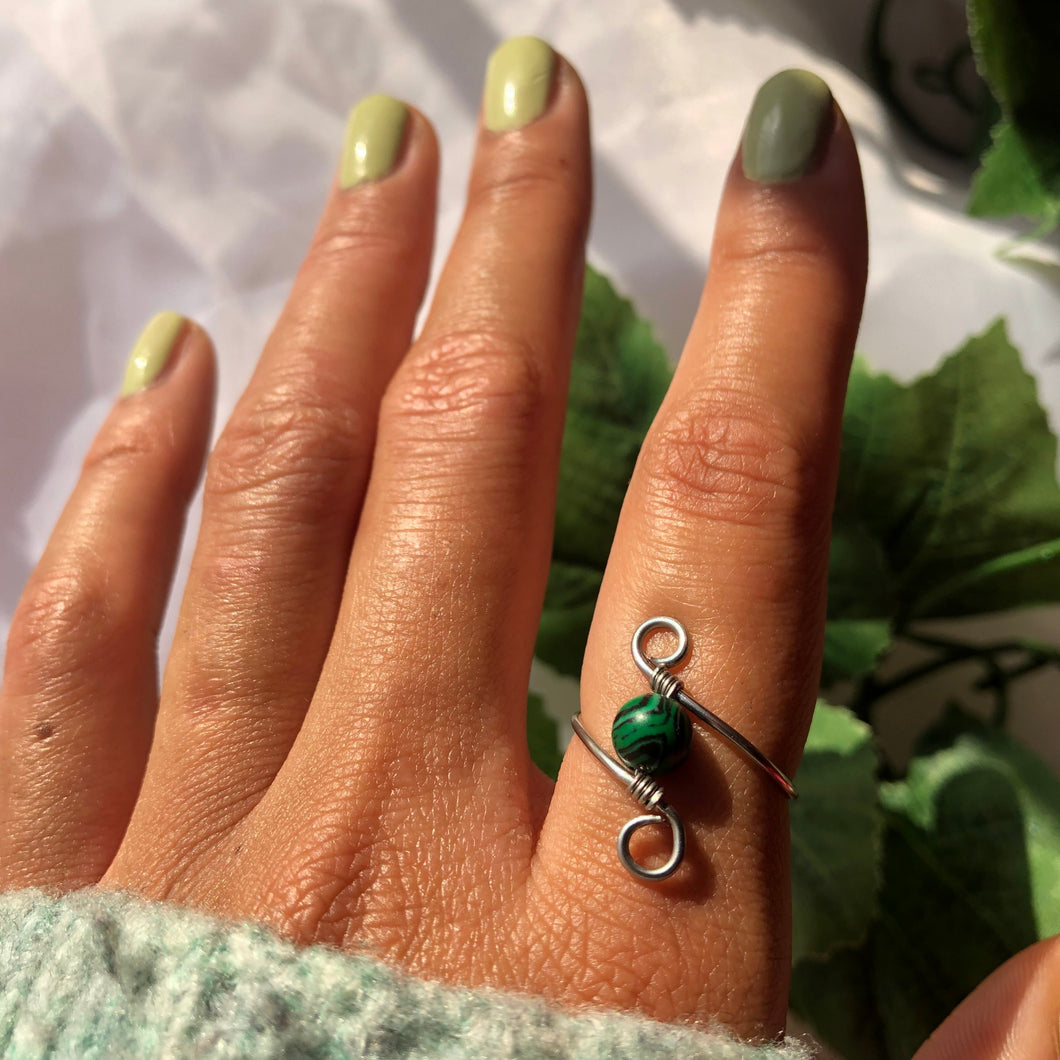 Malachite “Infinity” Wire Ring