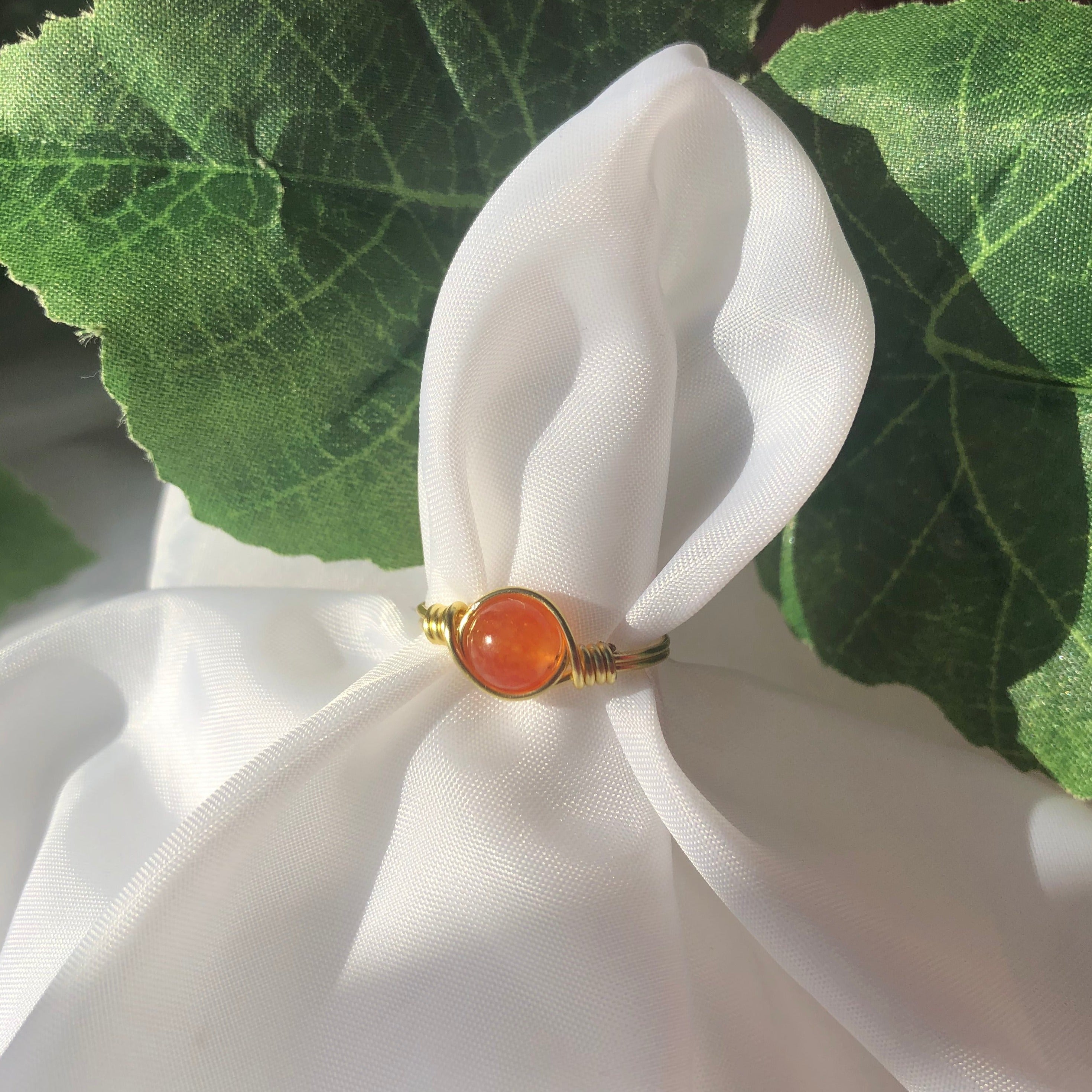 Orange Sunstone “Divine” Wire Ring
