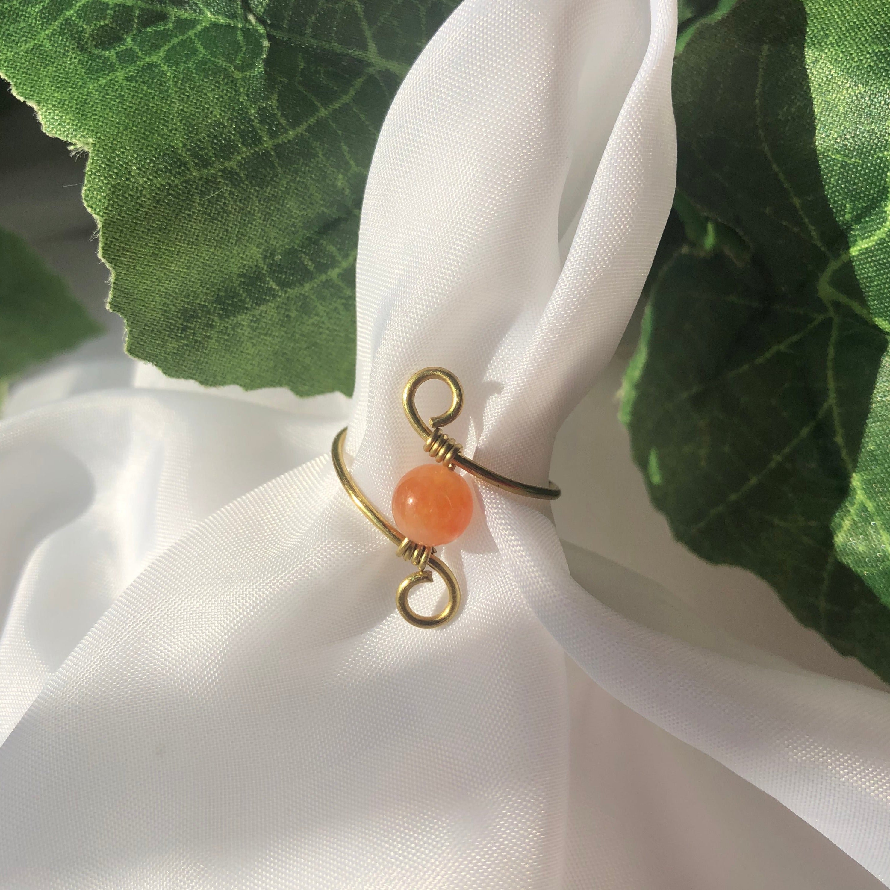 Orange Sunstone “Infinity” Wire Ring