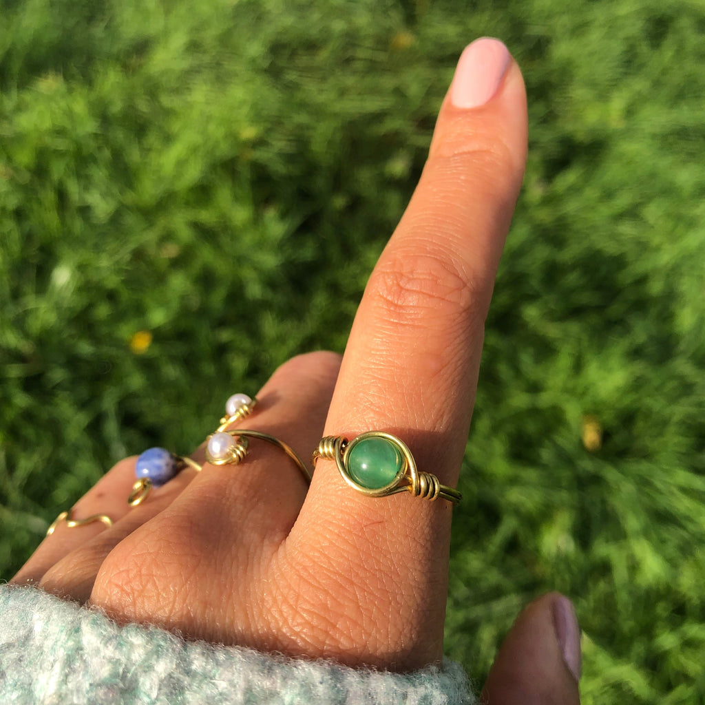 Green Aventurine “Divine" Wire Ring